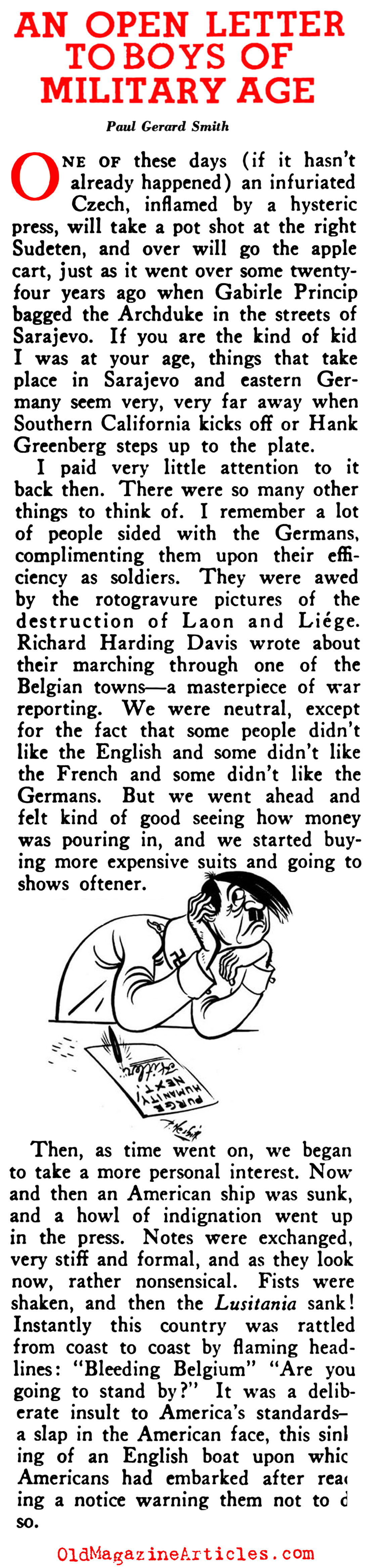 A Veteran Against War (Rob Wagner's Script Magazine, 1938)