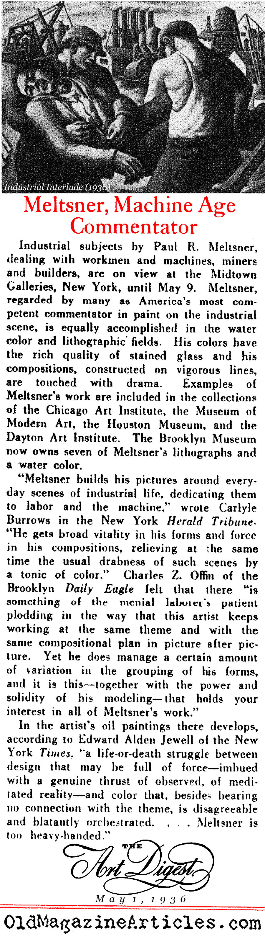 The Industrial Visions of Paul R. Meltsner (Art Digest Magazine, 1936)