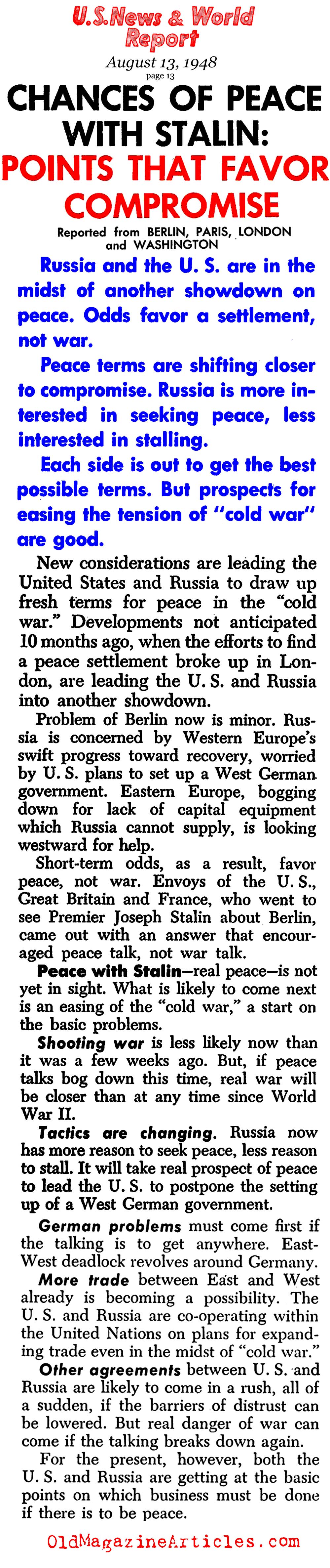 Can There be Peace with Stalin? (United States News & World Report, 1948)