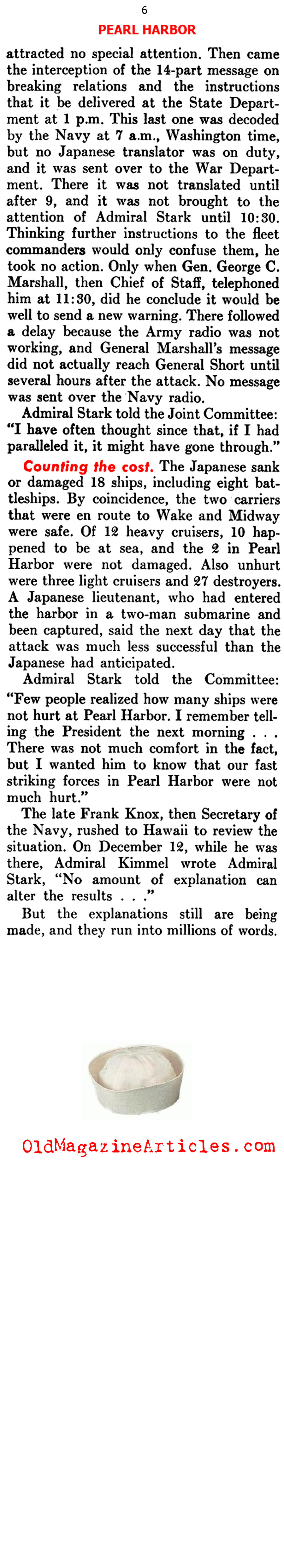 The Congressional Hearings Regarding the Pearl Harbor Attack (United States News, 1945)