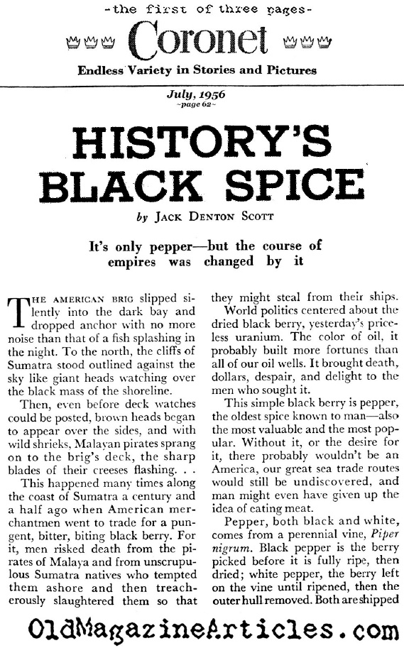A Brief History of Pepper in America (Coronet Magazine, 1956)