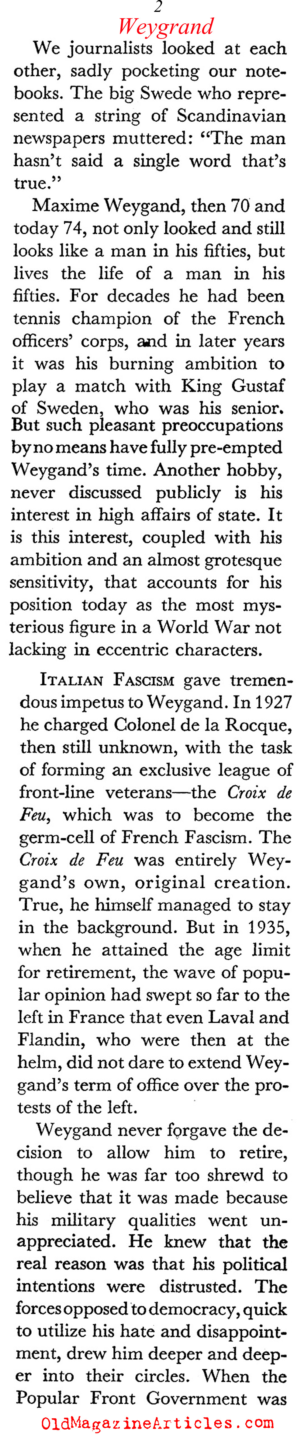 The General Who Failed France (Coronet Magazine, 1941)