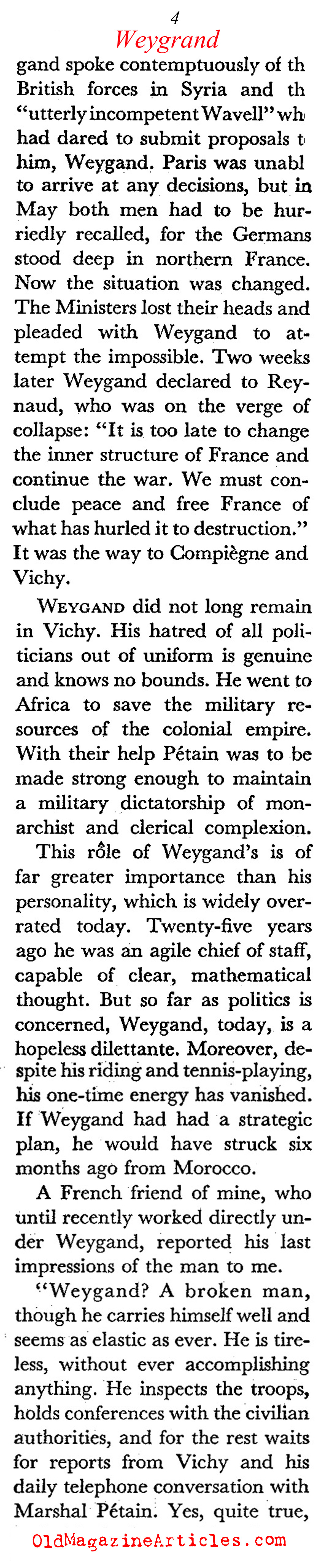 The General Who Failed France (Coronet Magazine, 1941)