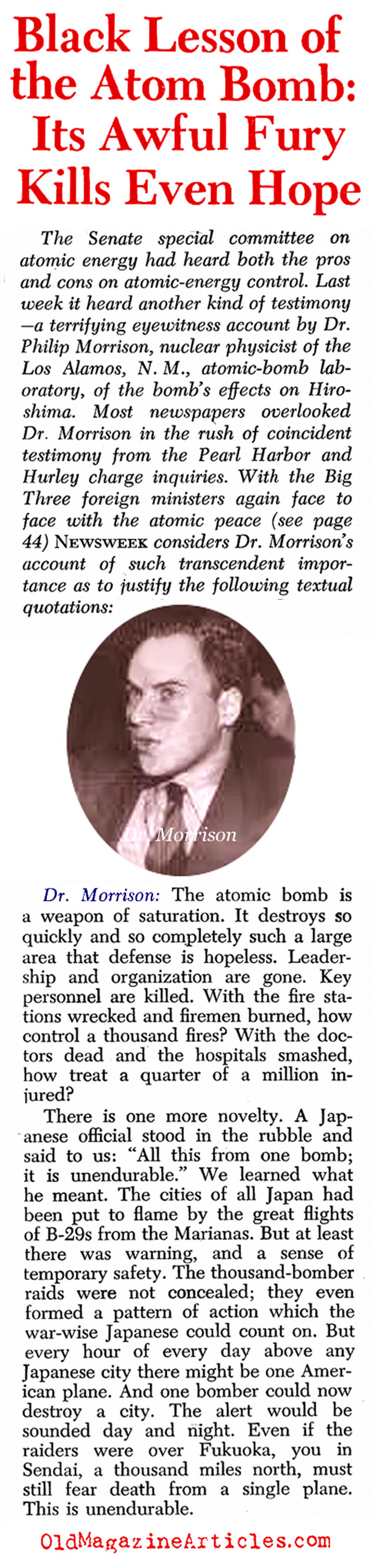 Black Lessons of the Bomb (Newsweek Magazine, 1945)