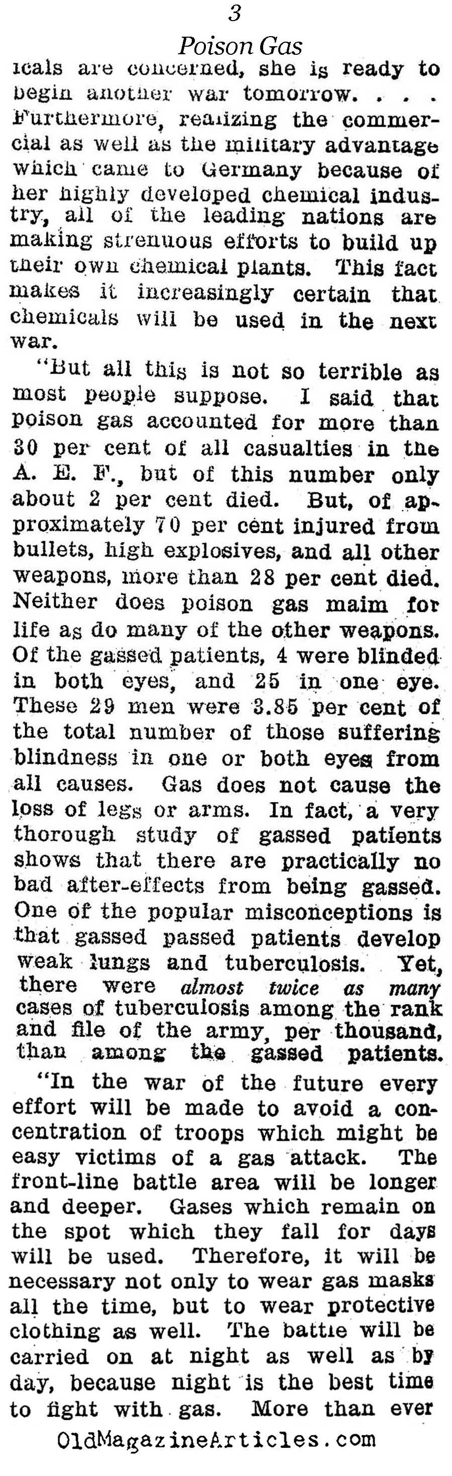 In Defense Of Chemical Warfare (Reader's Digest, 1923)