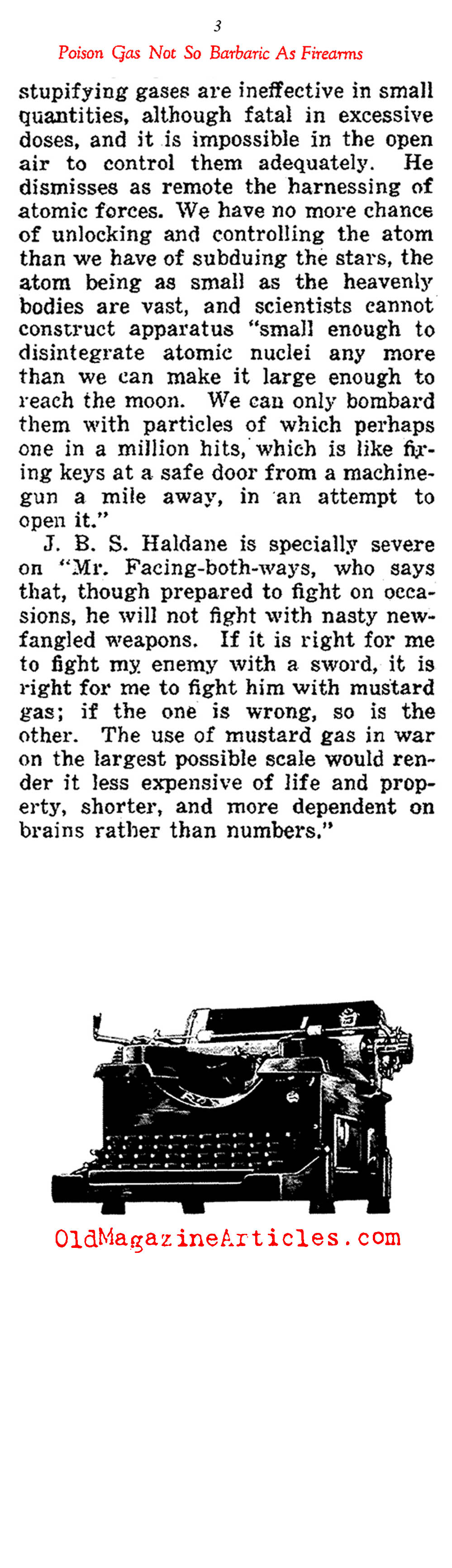 Reconsidering Poison Gas as a Weapon (Current Opinion, 1925)