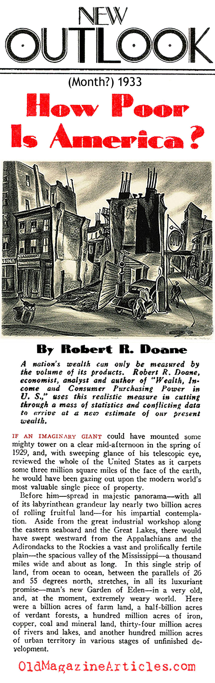 How Poor Was America? (New Outlook Magazine, 1933)