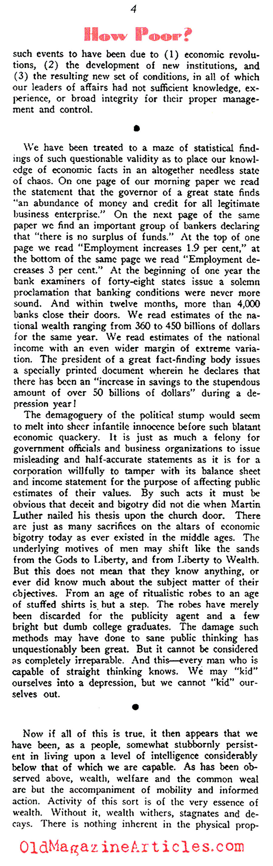 How Poor Was America? (New Outlook Magazine, 1933)