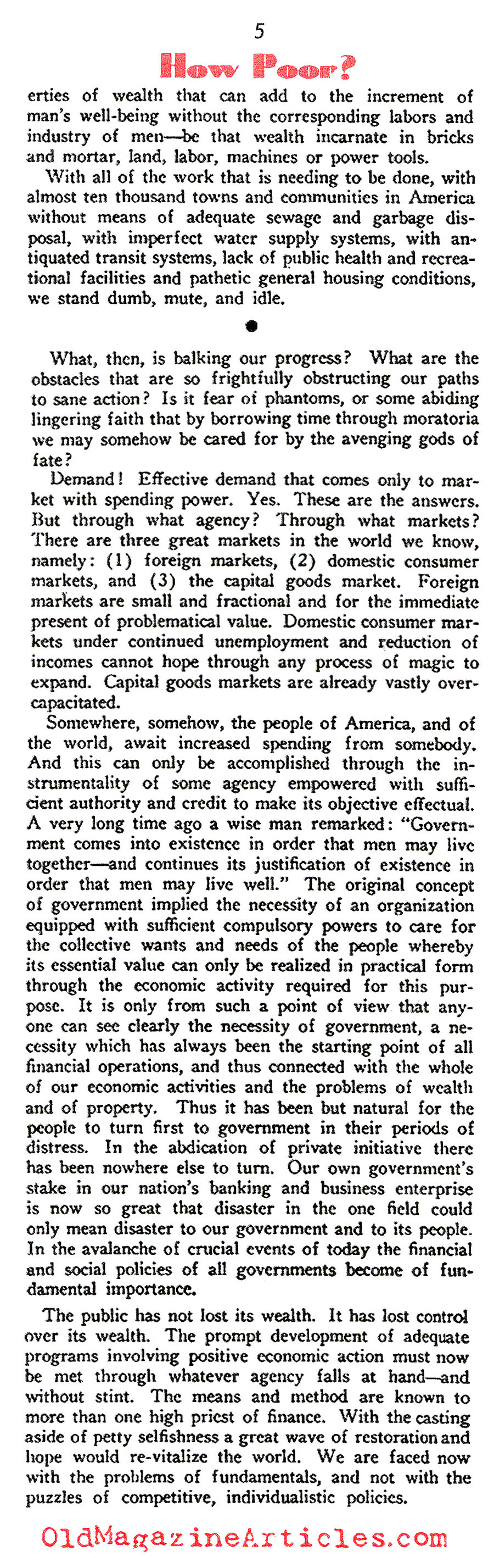 How Poor Was America? (New Outlook Magazine, 1933)