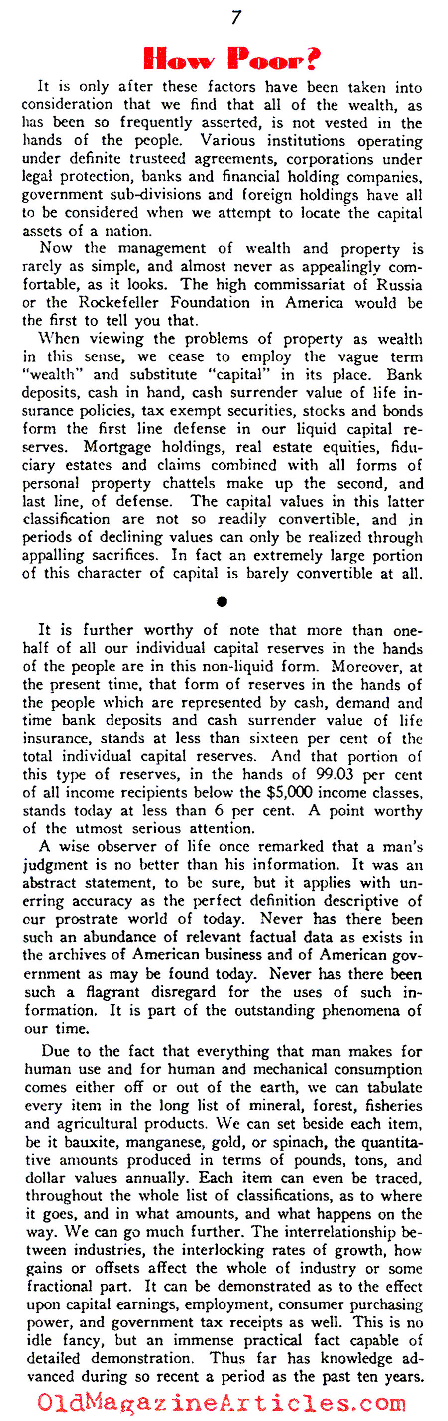 How Poor Was America? (New Outlook Magazine, 1933)