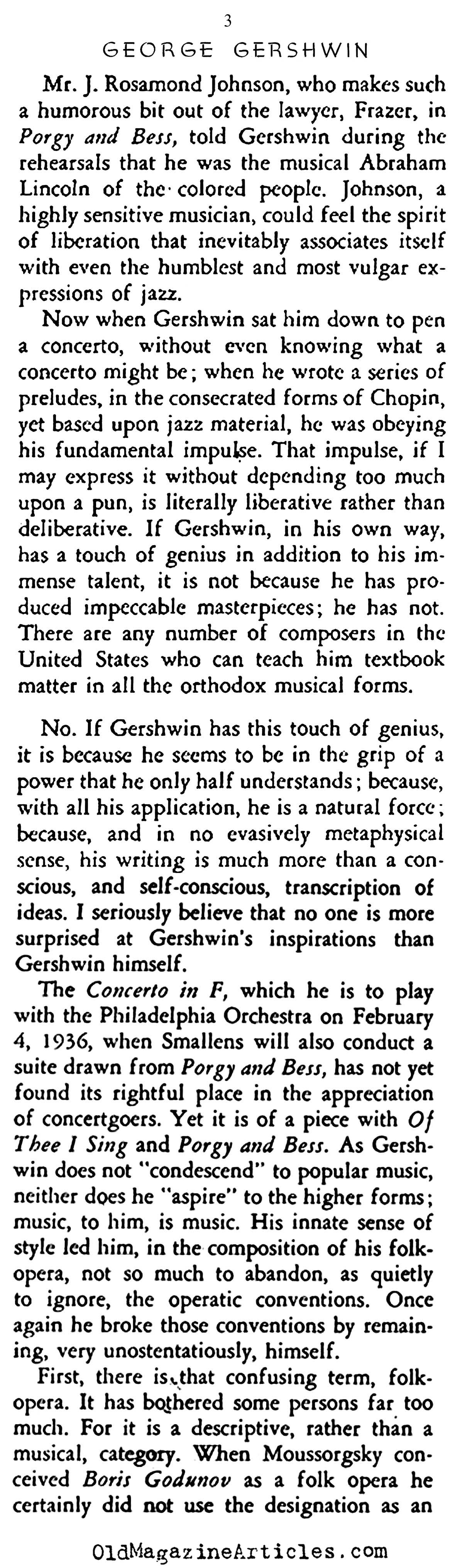 ''Porgy & Bess'' (Stage Magazine, 1935)