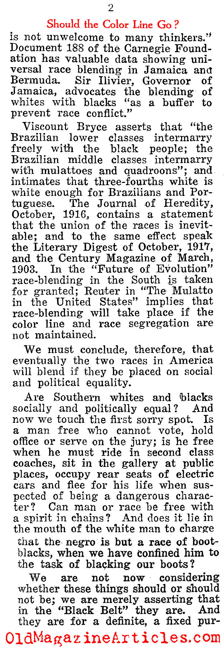 ''Should the Color Line Go?'' (Reader's Digest, 1923)