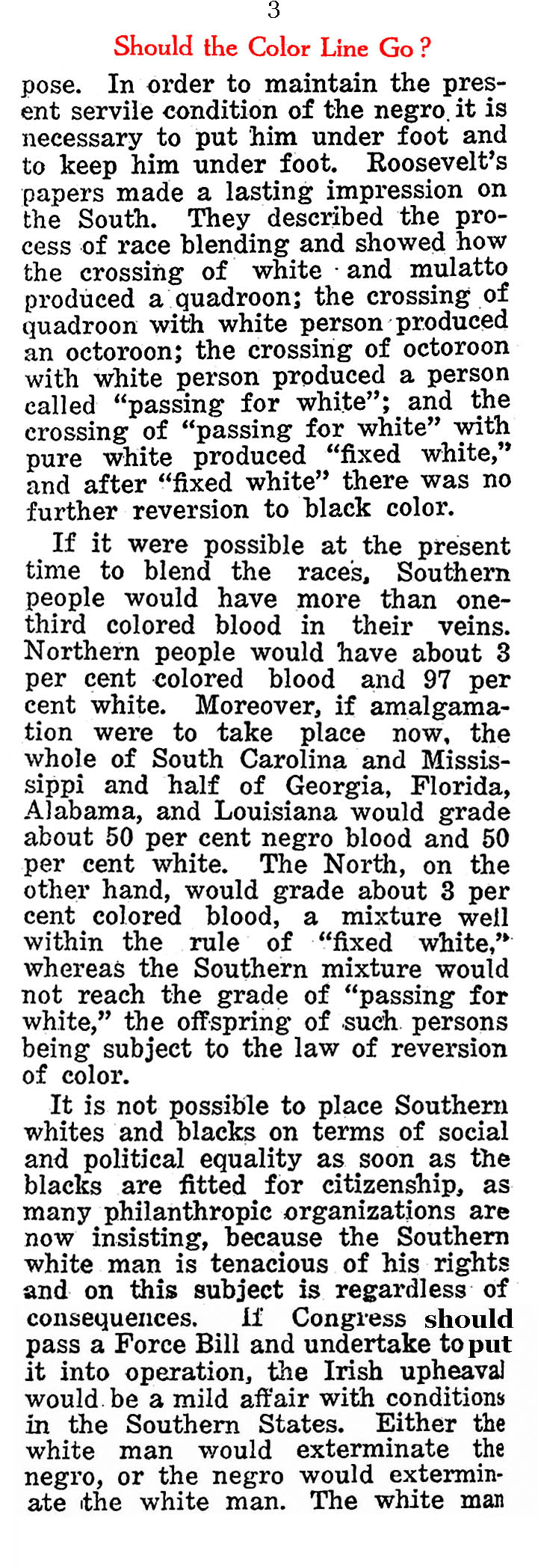 ''Should the Color Line Go?'' (Reader's Digest, 1923)