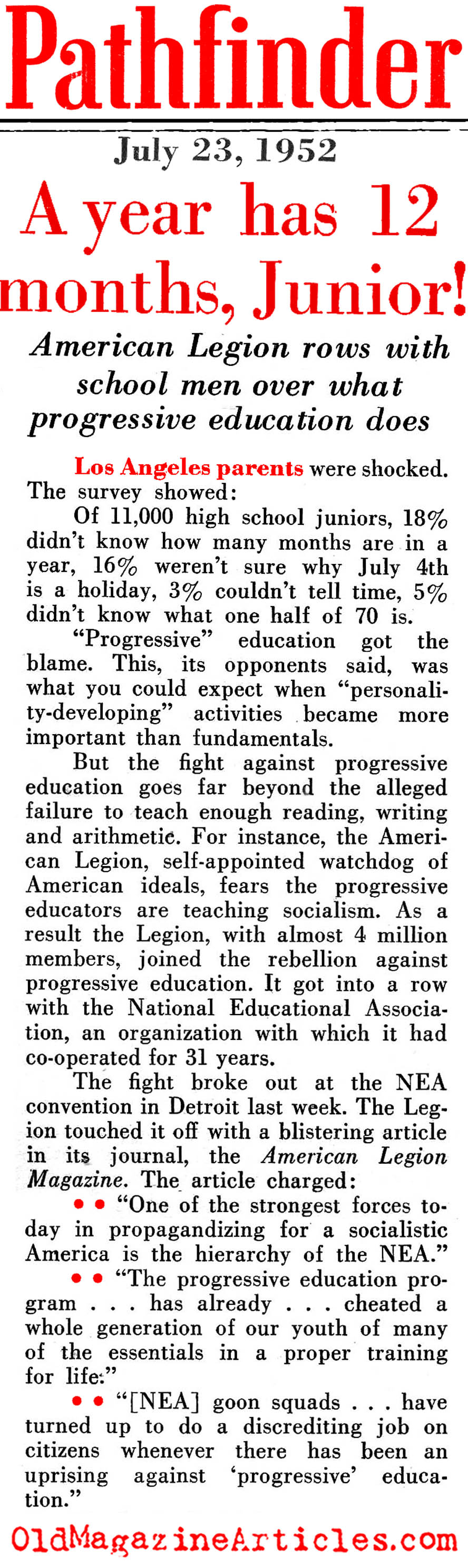 Problems with Progressive Education (Pathfinder Magazine, 1952)