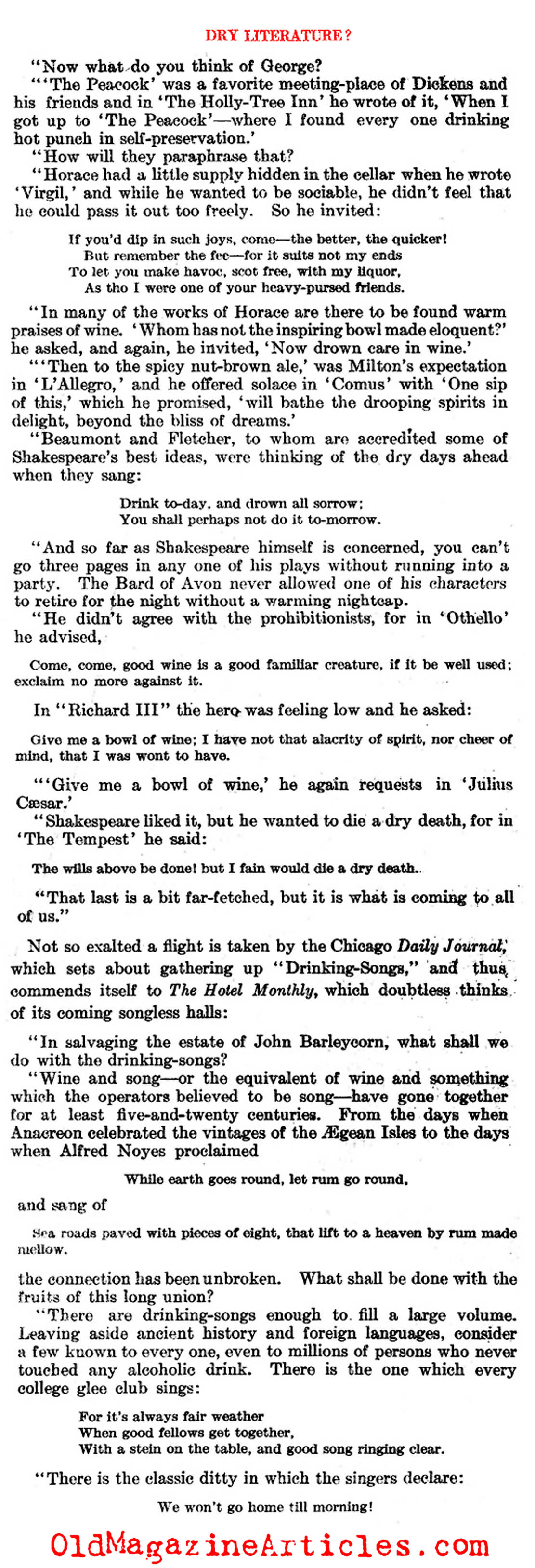Farewell to Alcohol  (Literary Digest, 1919)