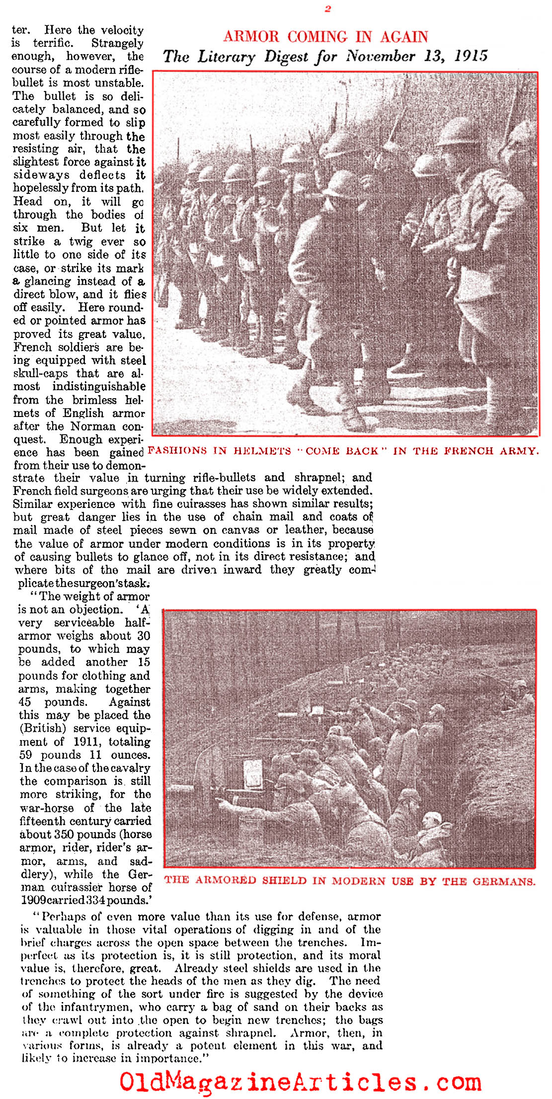 Helmets Along the Western Front (Literary Digest, 1915)