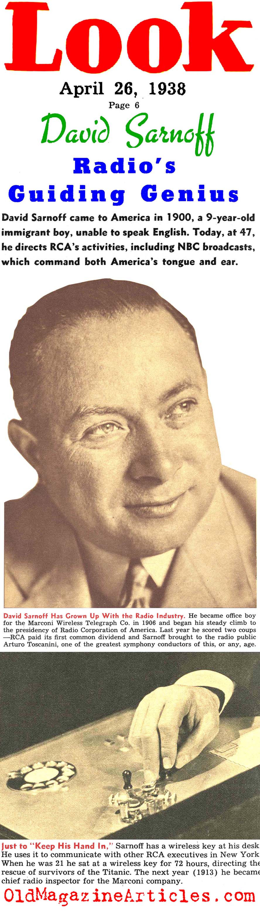 David Sarnoff and the Origins of Radio (Look Magazine, 1938)