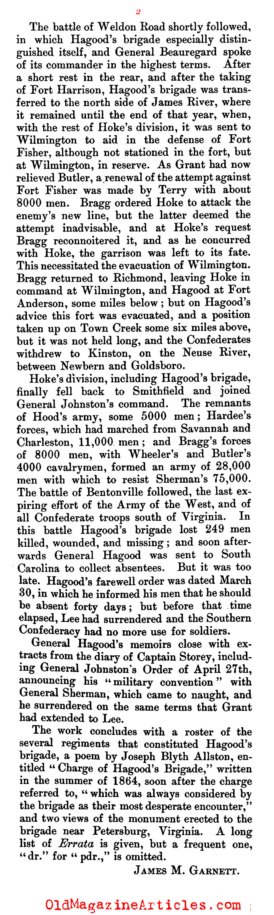 Confederate General Johnson Hagood (The Dial Magazine, 1911)