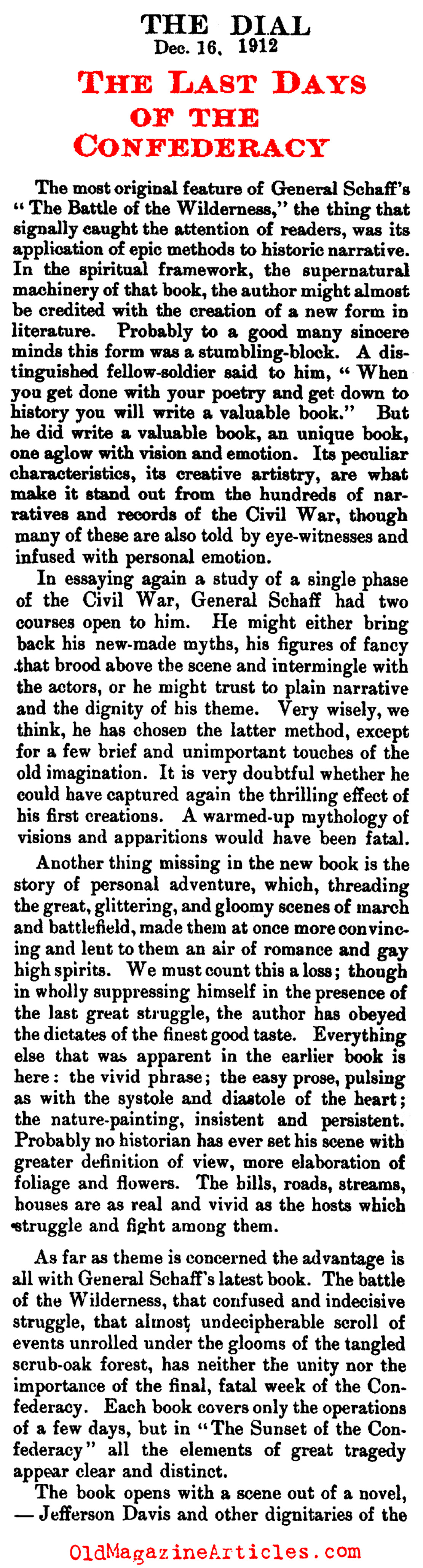 ''The Sunset of the Confederacy'' (The Dial Magazine, 1912)