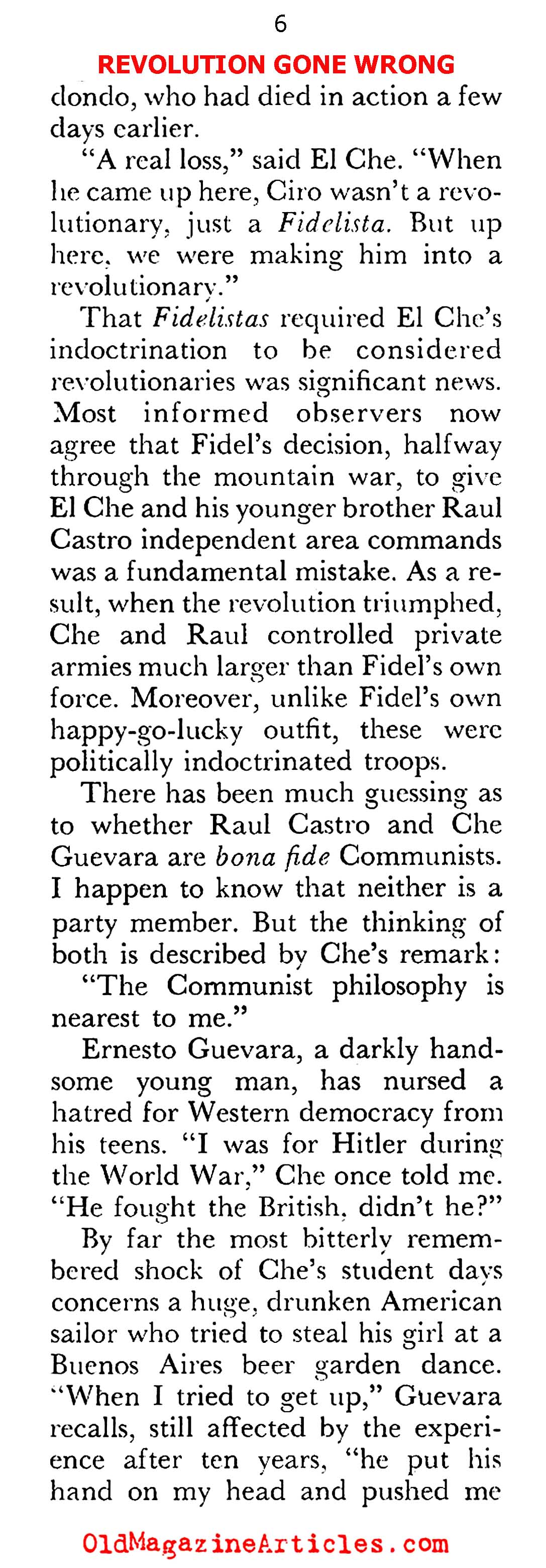 Castro Shows His Hand... (Pageant Magazine, 1960)