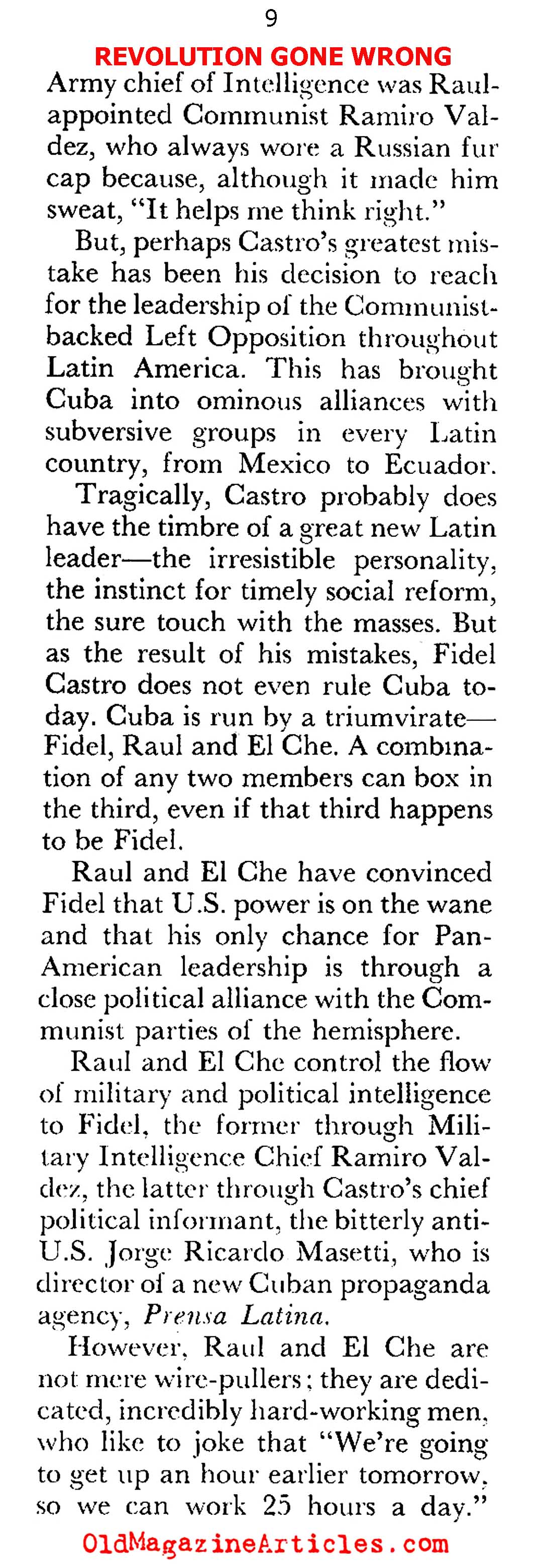 Castro Shows His Hand... (Pageant Magazine, 1960)