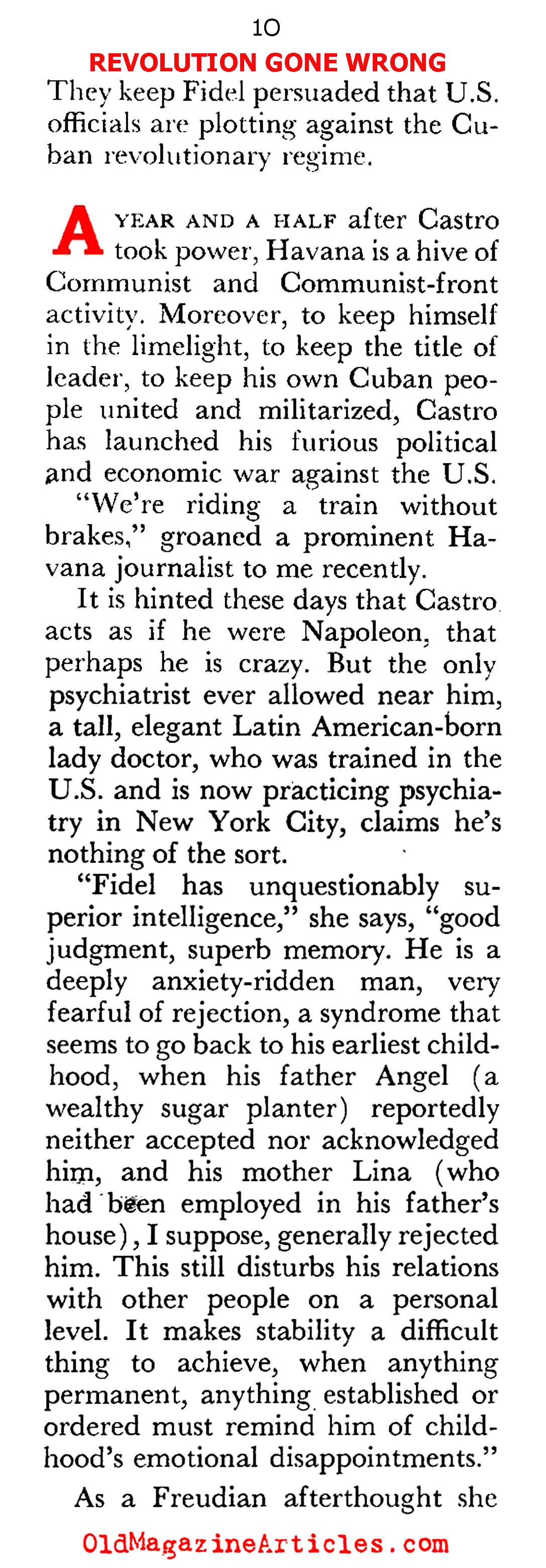 Castro Shows His Hand... (Pageant Magazine, 1960)