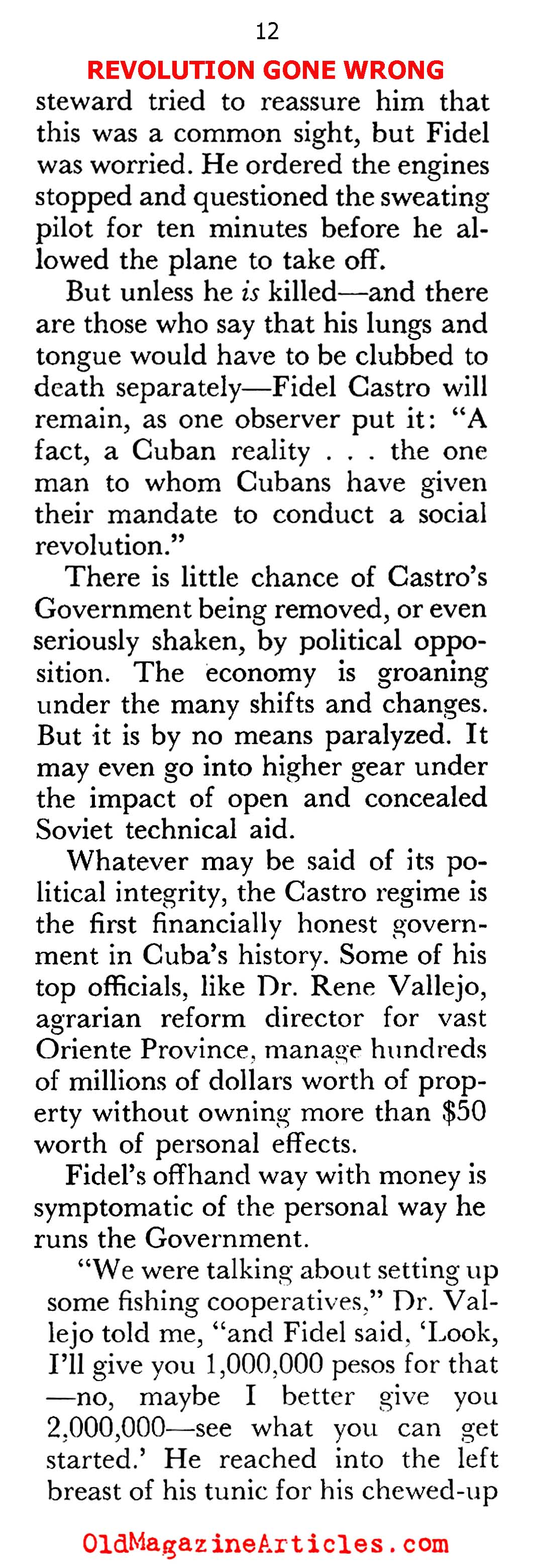 Castro Shows His Hand... (Pageant Magazine, 1960)