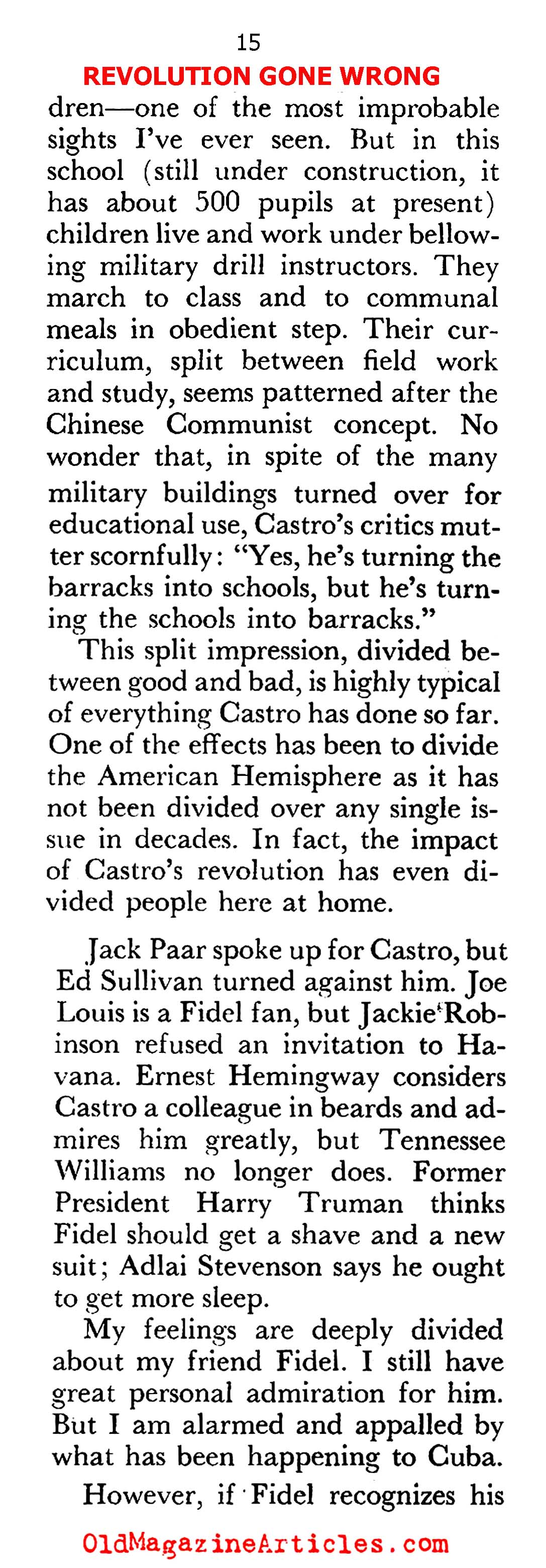 Castro Shows His Hand... (Pageant Magazine, 1960)