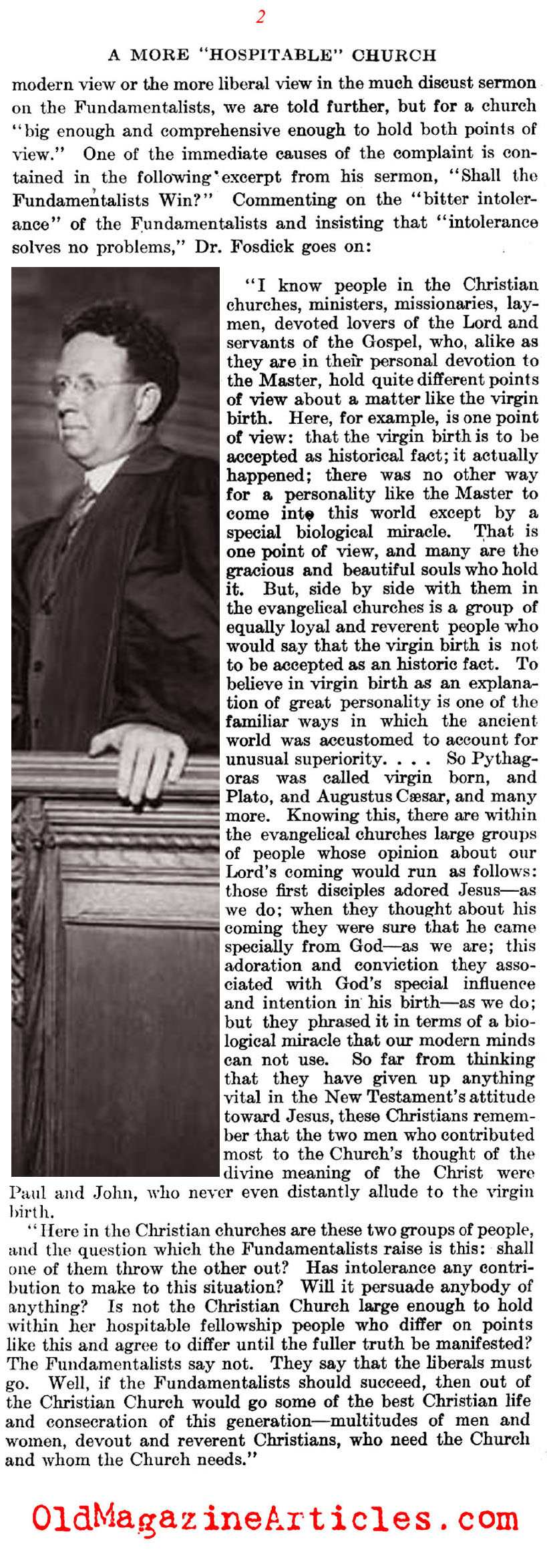 Reverend Fosdick's Rebellion (Literary Digest, 1922)