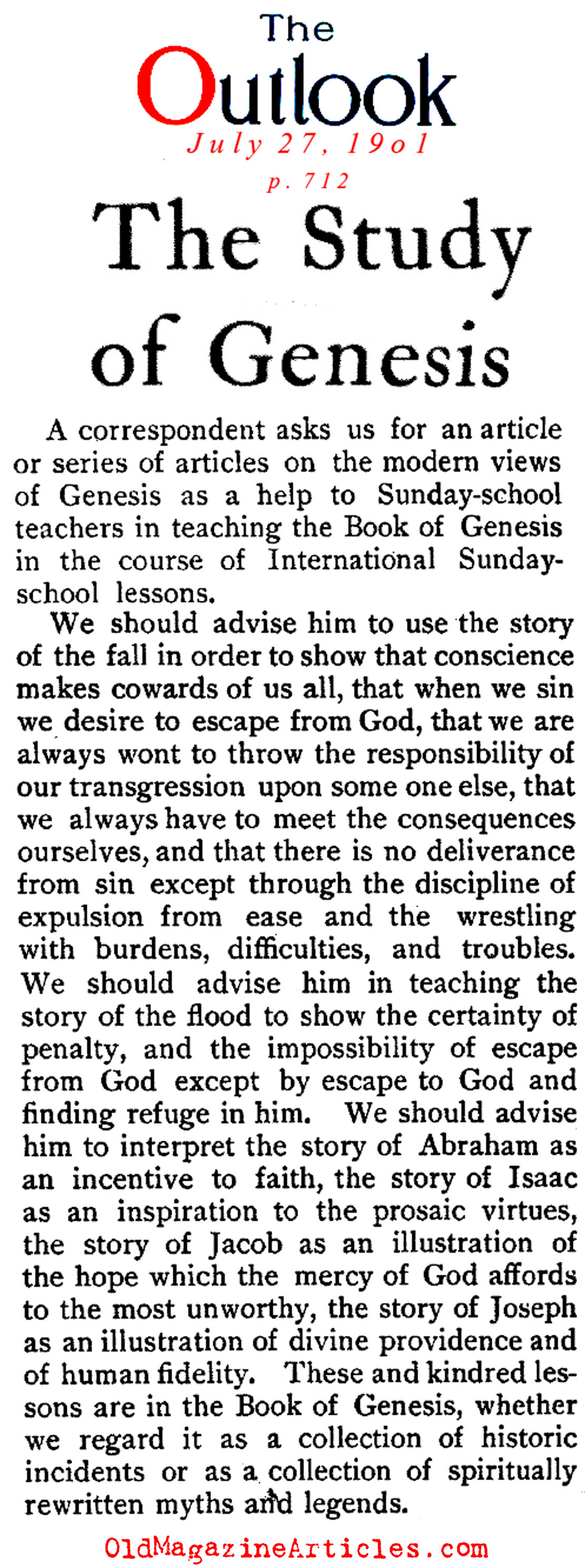 The Study of the Book of Genesis (The Outlook, 1901)