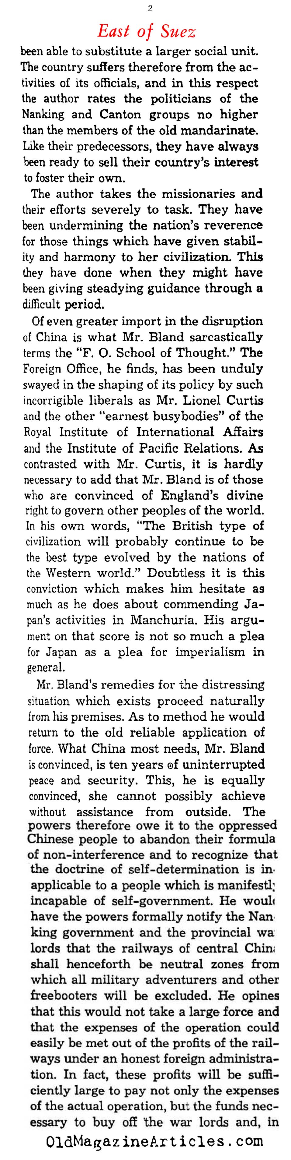 ''China: The Pity of It'' (Saturday Review of Literature, 1933)