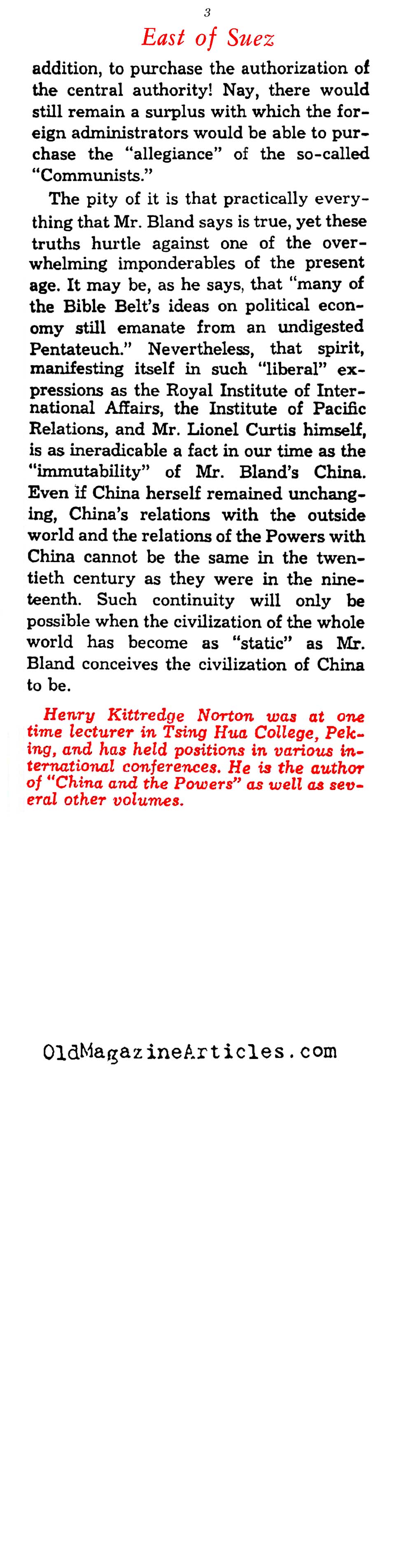 ''China: The Pity of It'' (Saturday Review of Literature, 1933)