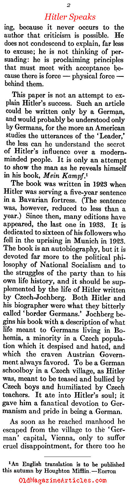 Hitler Gets a Bad Review (Atlantic Monthly, 1933)