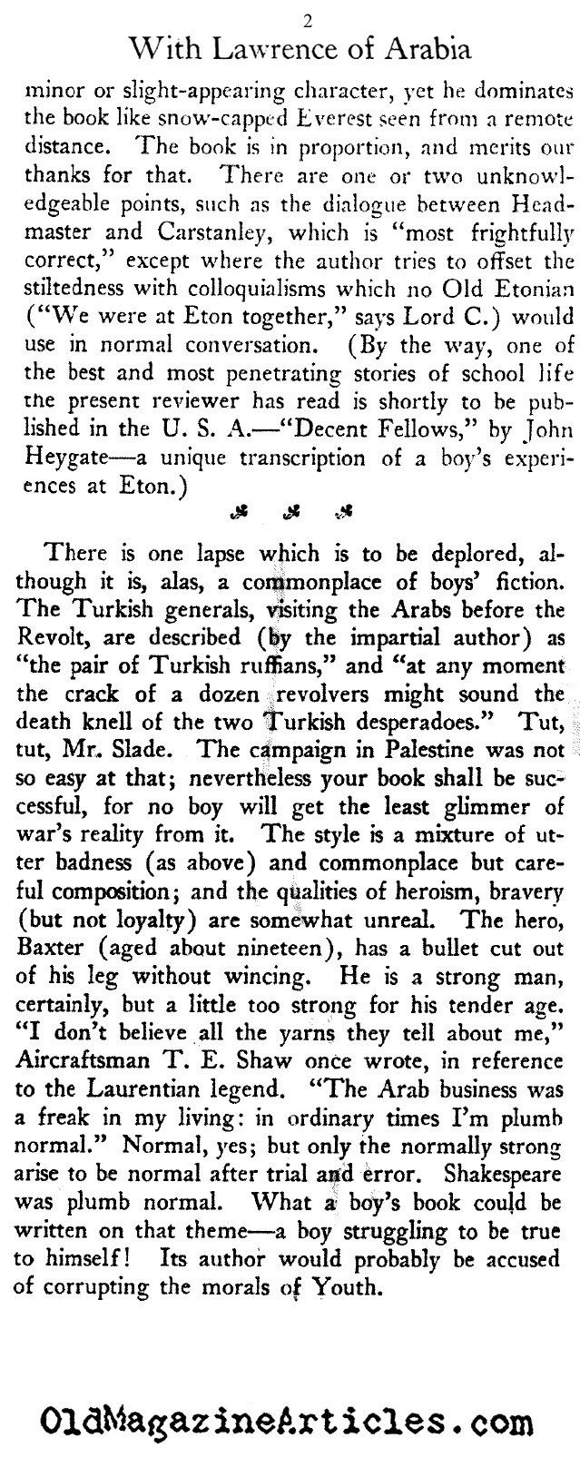 T.E. Lawrence of Arabia  (Saturday Review of Literature, 1930)