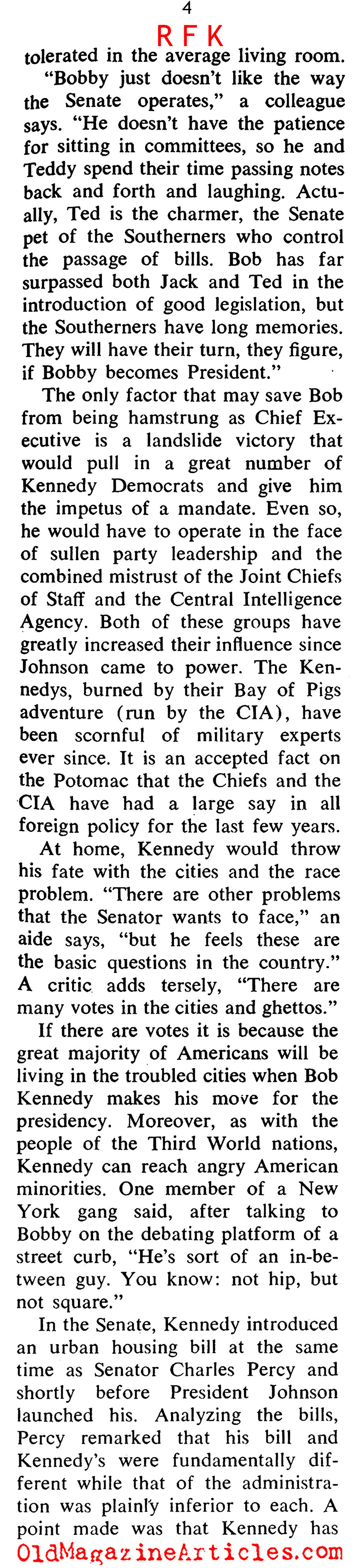Anticipating A Robert Kennedy Presidency (Coronet Magazine, 1968)