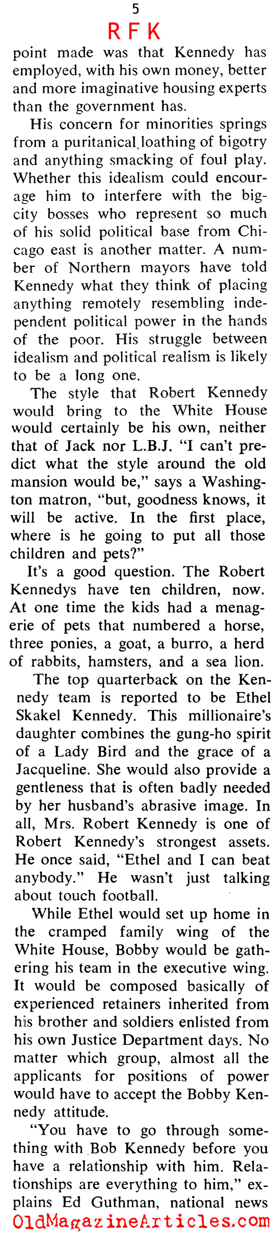 Anticipating A Robert Kennedy Presidency (Coronet Magazine, 1968)