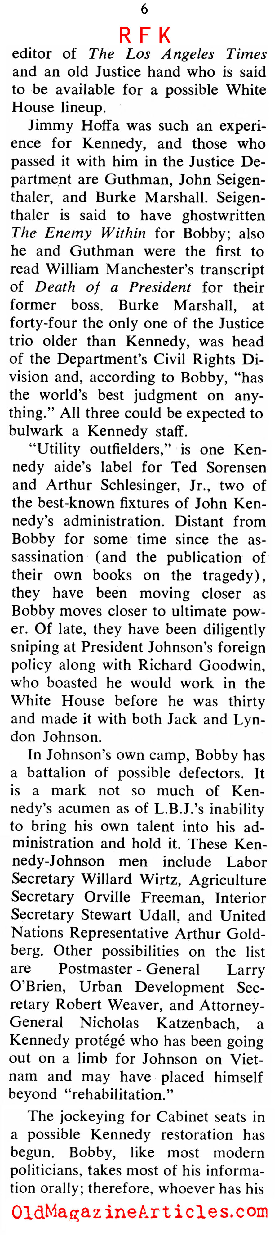 Anticipating A Robert Kennedy Presidency (Coronet Magazine, 1968)