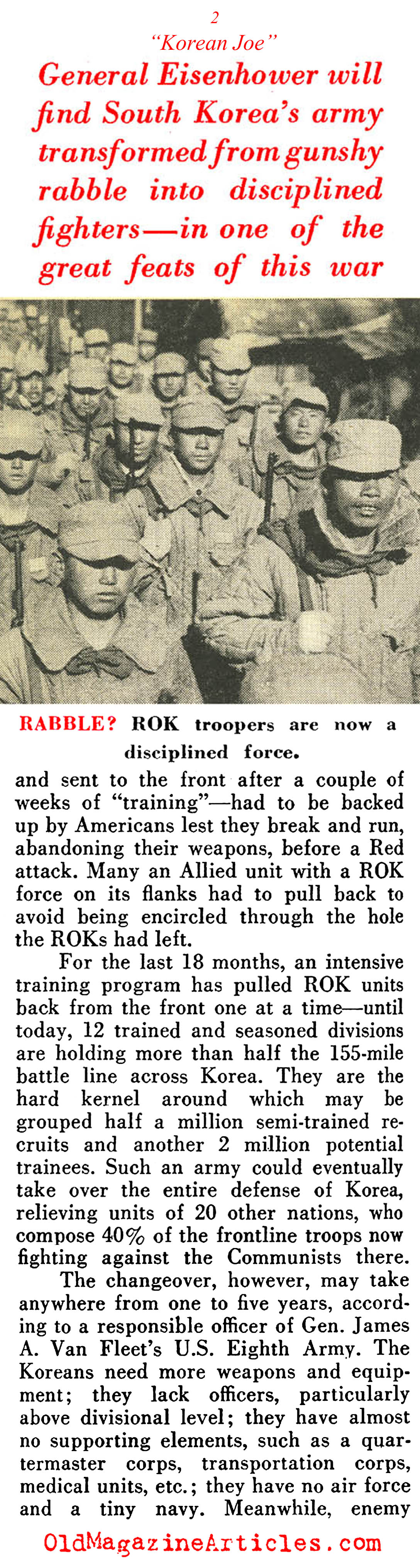 The Reformed South Korean Military (Pathfinder Magazine, 1952)