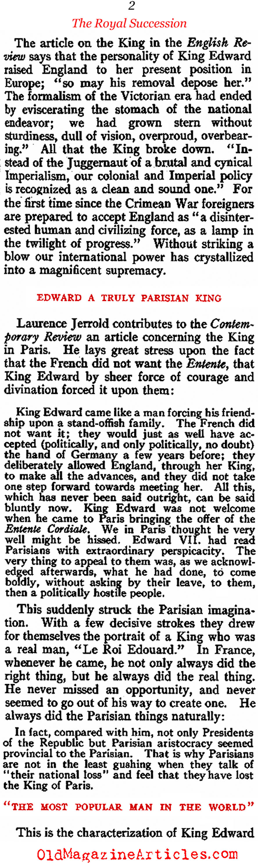 The Death of Edward VII and the Accession George V (Review of Reviews, 1910)