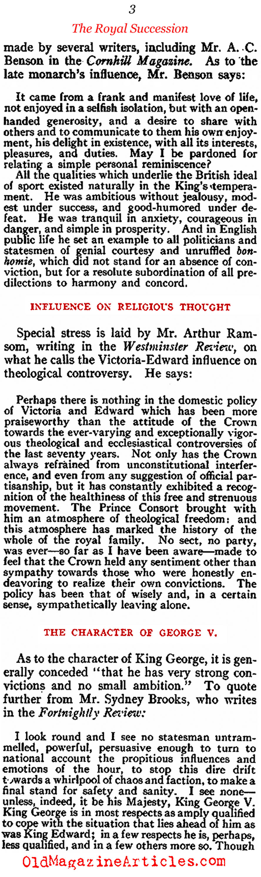 The Death of Edward VII and the Accession George V (Review of Reviews, 1910)