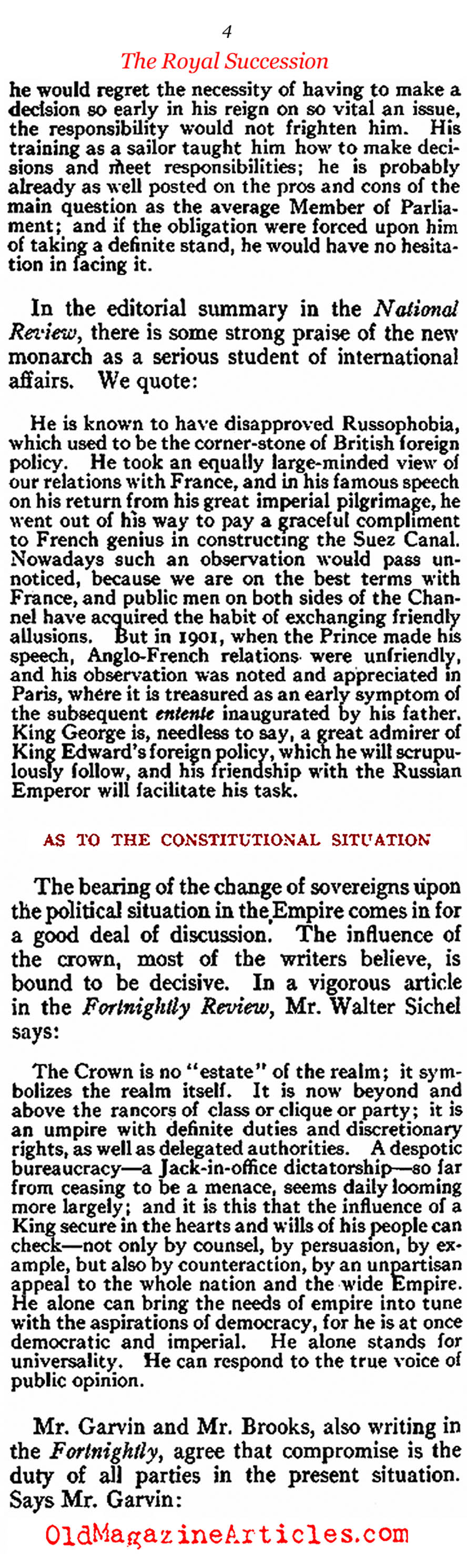 The Death of Edward VII and the Accession George V (Review of Reviews, 1910)