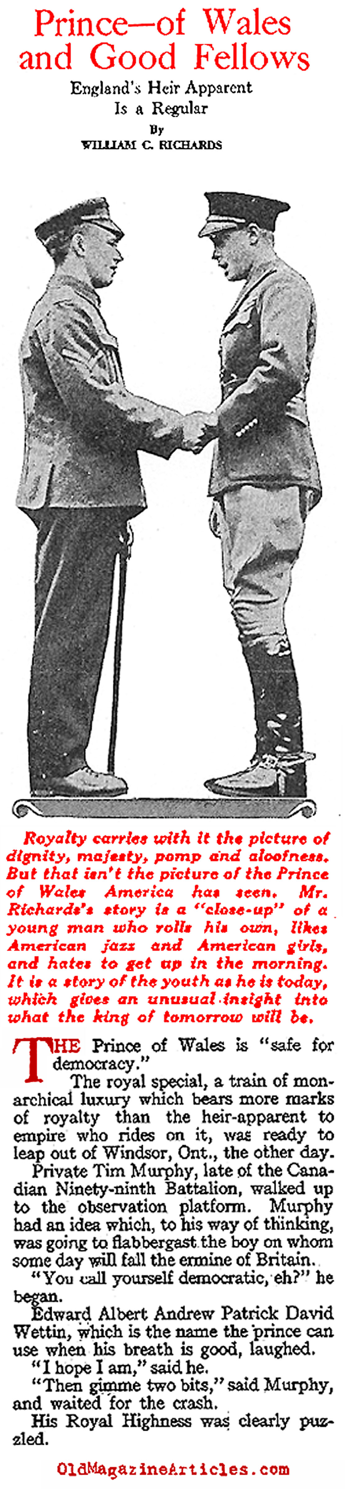 Edward VIII: A Regular Guy (American Legion Weekly, 1919)