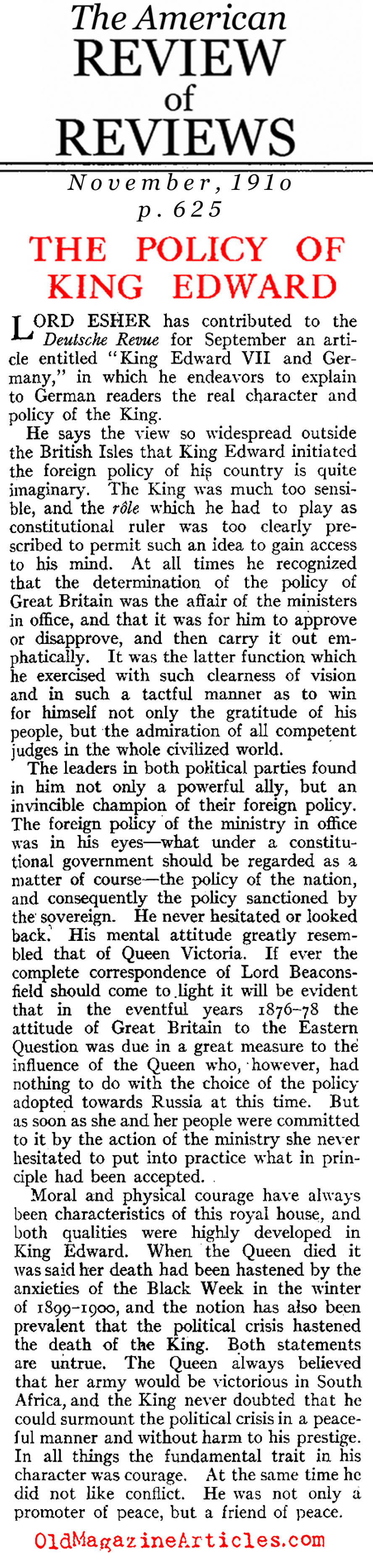 King Edward VII and Germany (Review of Reviews, 1910)