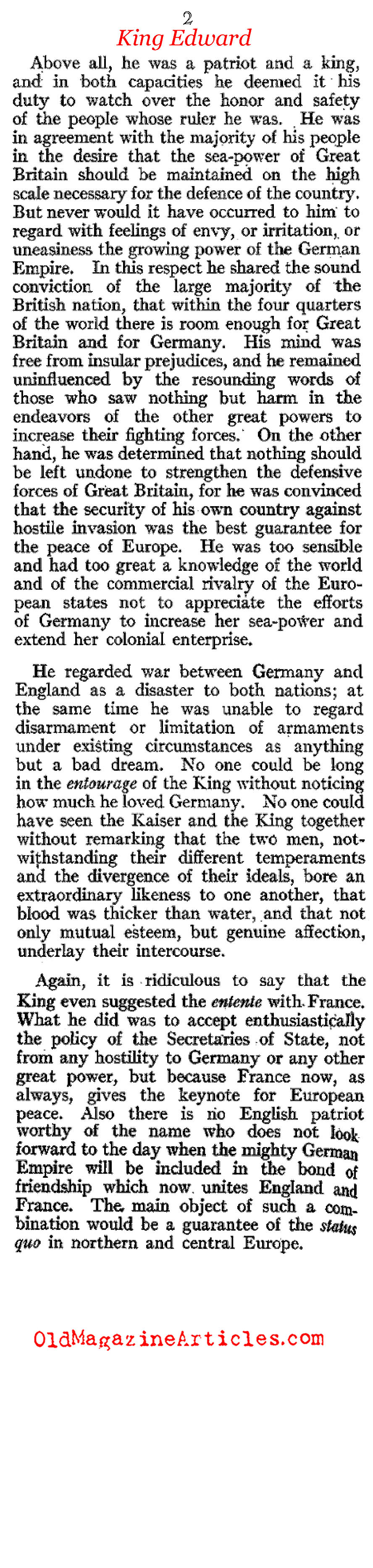King Edward VII and Germany (Review of Reviews, 1910)