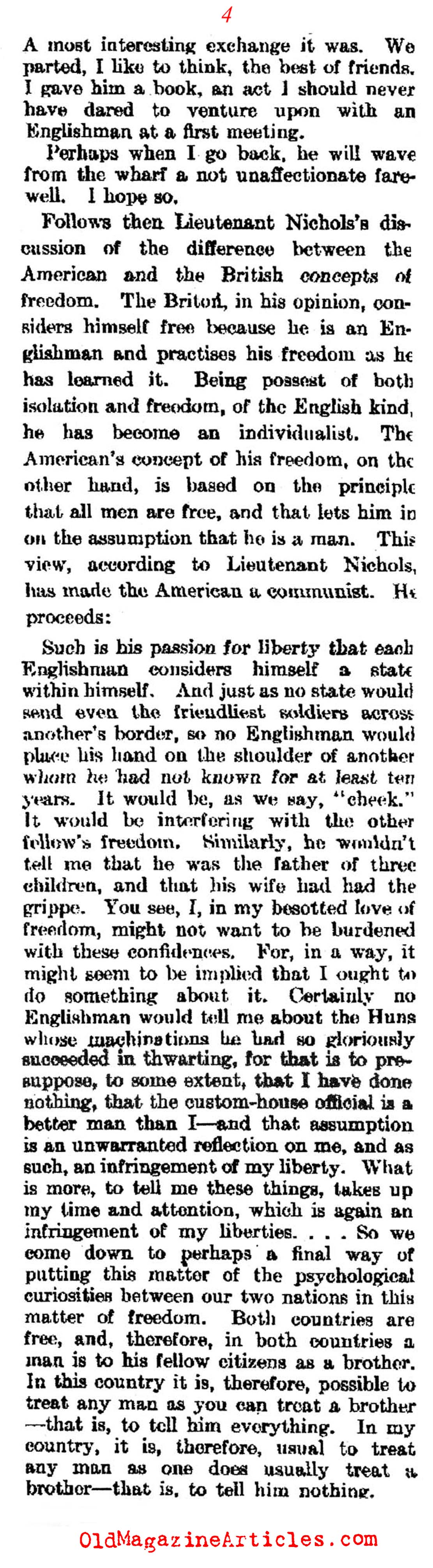 The Difference Between Brits & Yanks (Literary Digest, 1919)