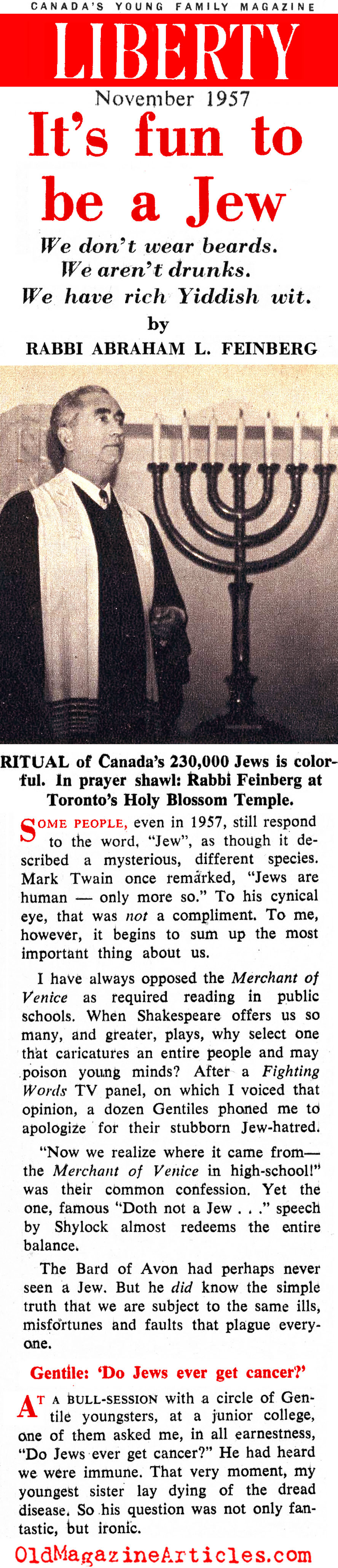 ''It's Fun to be a Jew'' (Liberty Magazine, 1957)