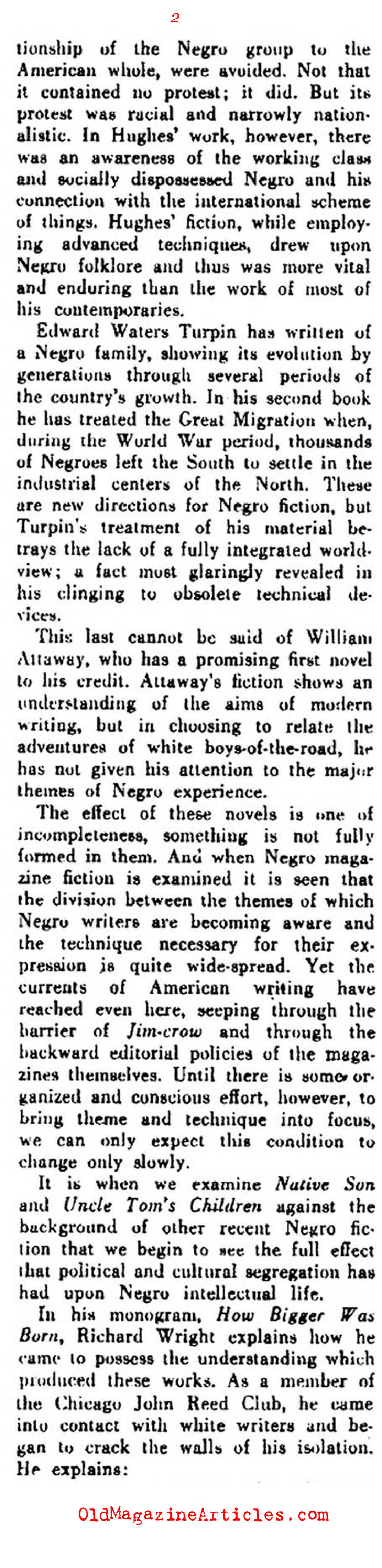 Ralph Ellison on Richard Wright Among Others... (Direction Magazine, 1941)