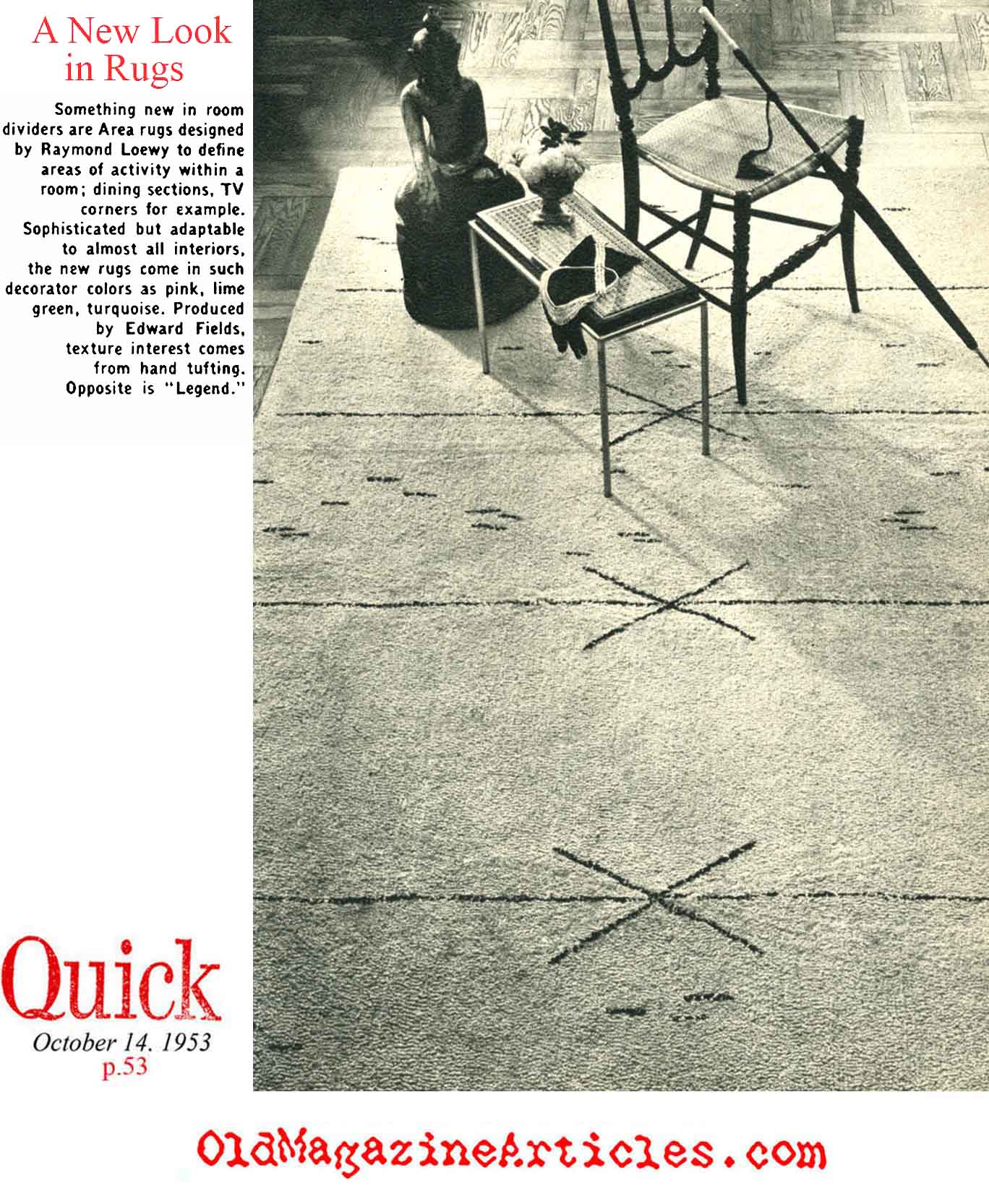 A Rug by Raymond Loewy (Quick Magazine, 1953)