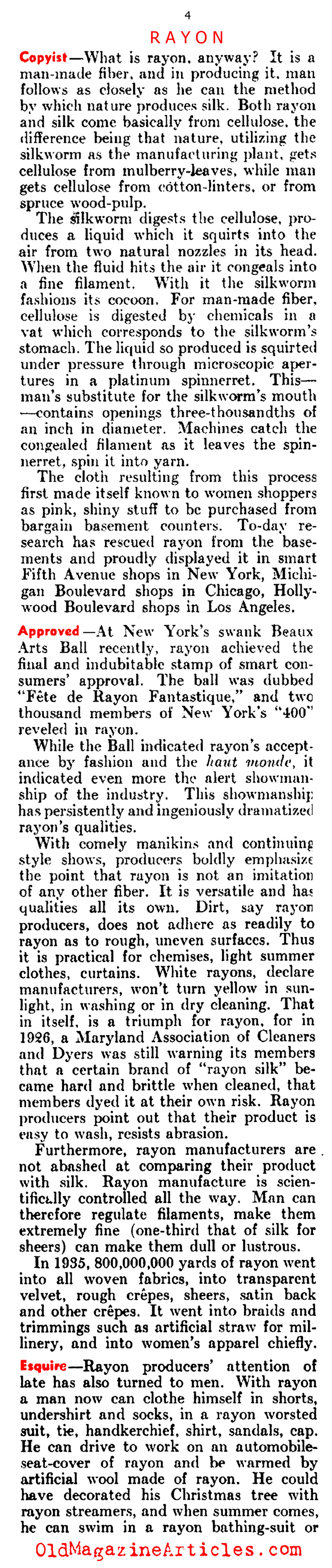 The Invention of Rayon (Literary Digest, 1937)