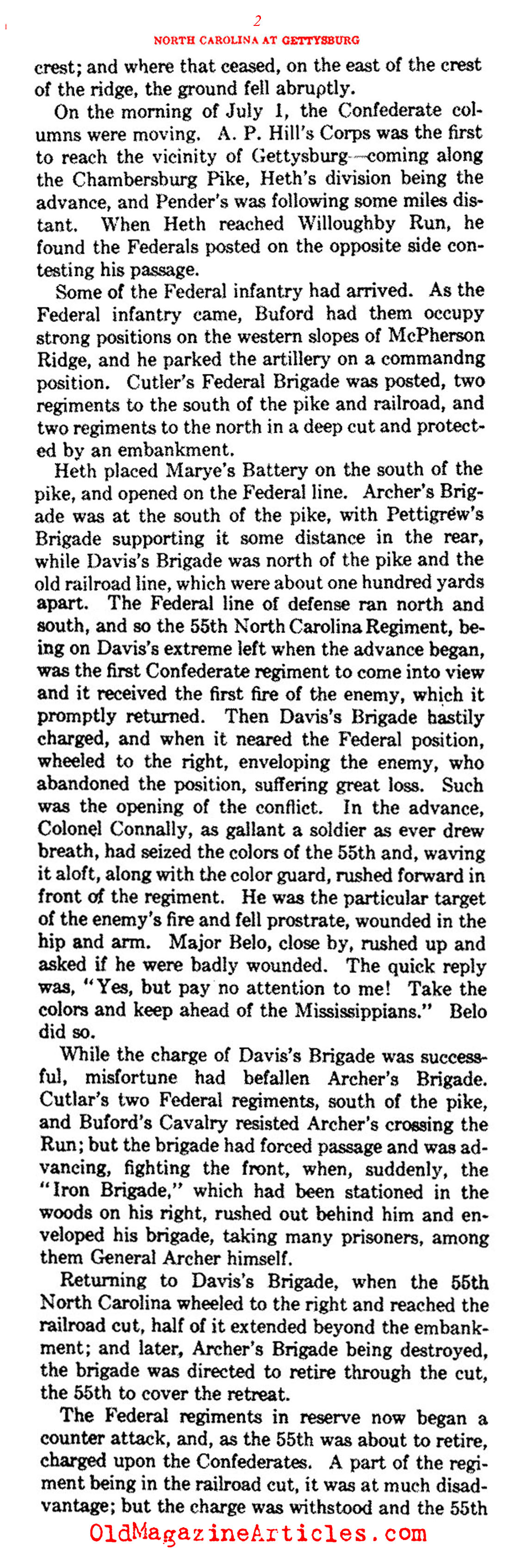 The North Carolina Presence at Gettysburg  (Confederate Veteran Magazine, 1930)